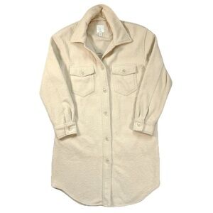 Joie Women’s Boucle Shirt Jacket Shacket Cream Button Front Medium Warm Overcoat
